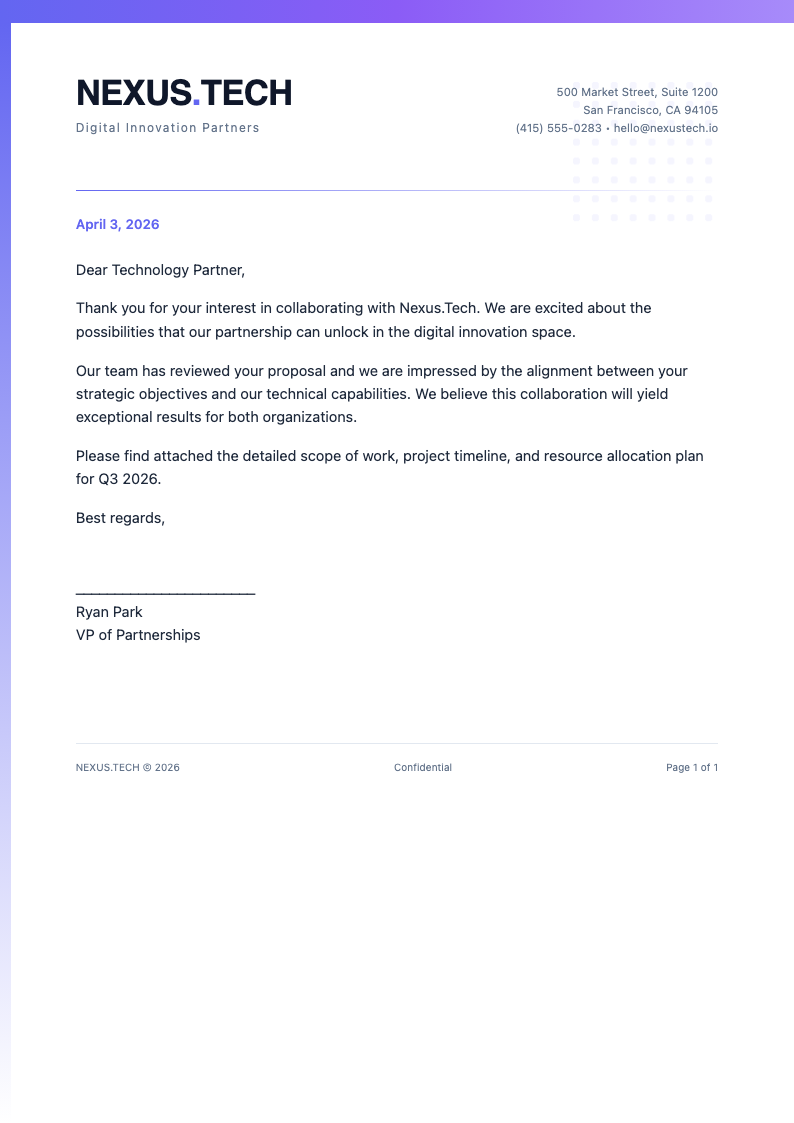 Bold contemporary decorative letterhead